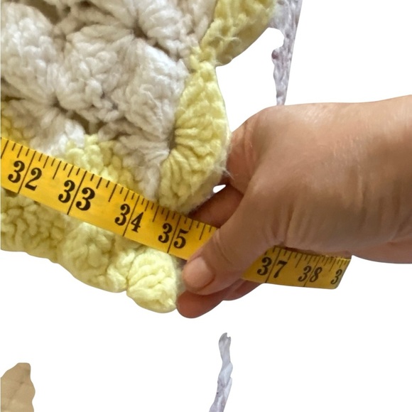 Vintage 70s Yellow & White striped crochet can be a throw / baby blanket - Picture 6 of 6